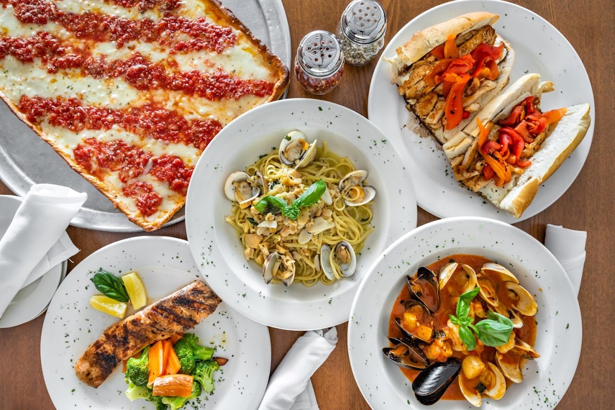 Assorted entrees at The Crust Pizza Co.